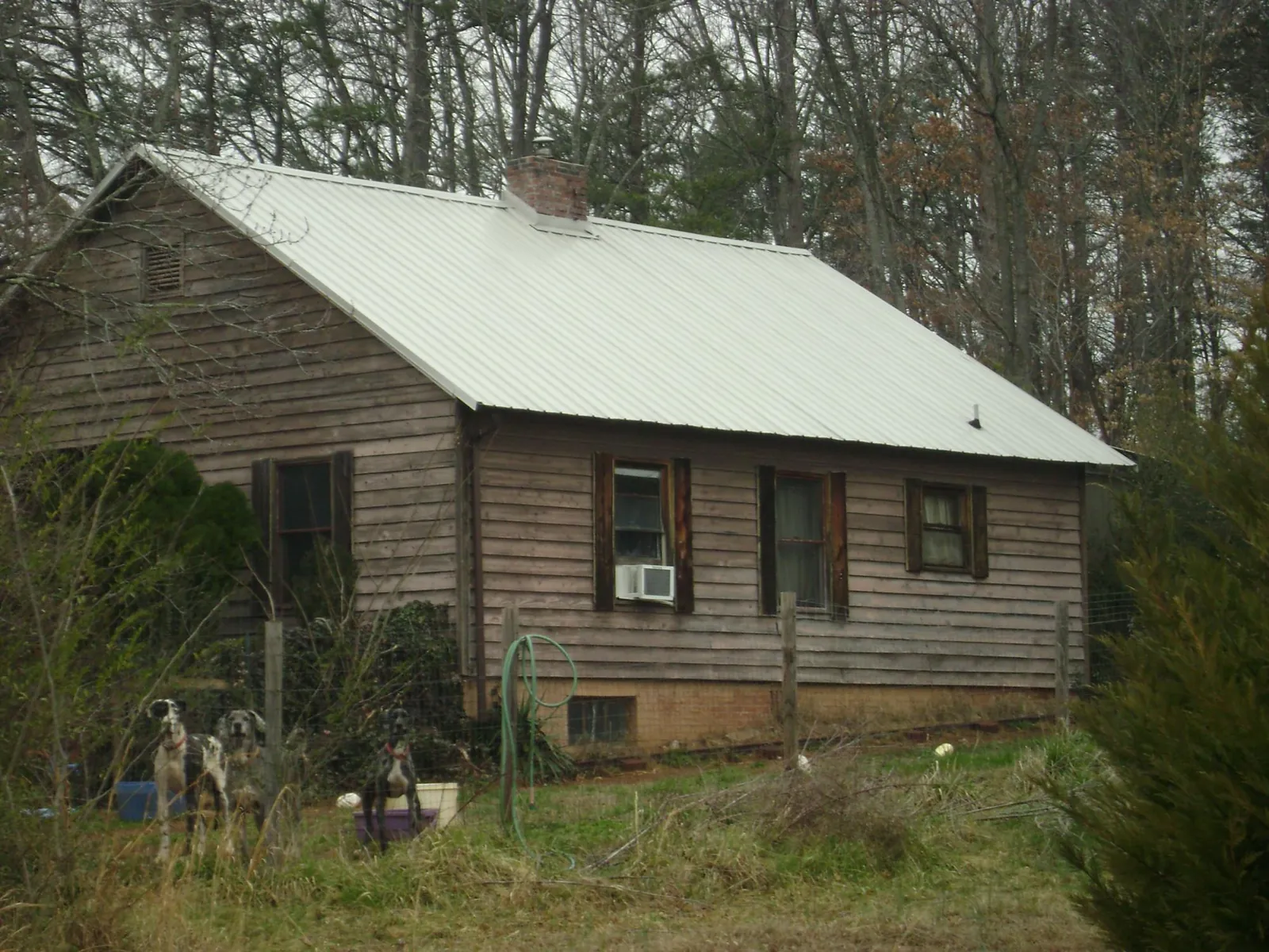 White metal roof on an old wood sided farmhouse, from a Metal Roof Installation job in Heppner